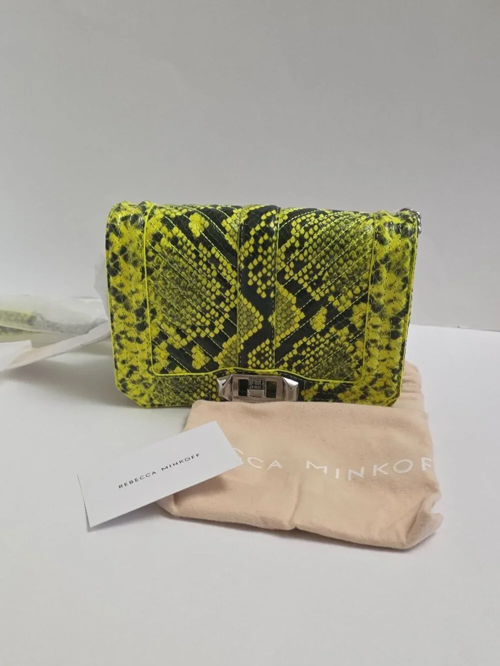 REBECCA MINKOFF Chevron Quilted Snake Print Crossbody Bag